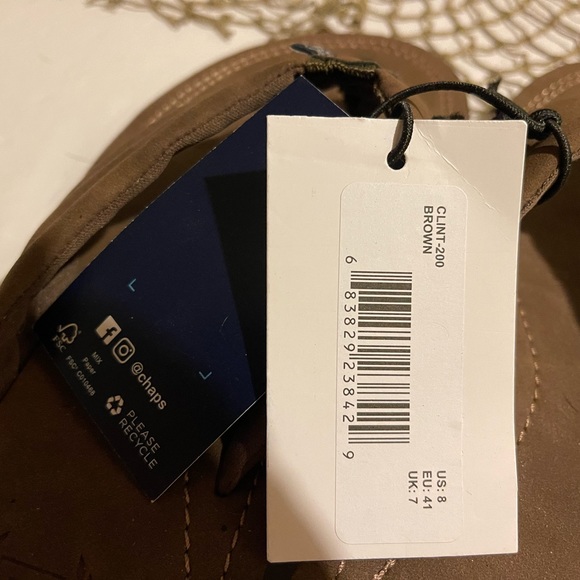 NWT Mens Chaps Brown Thong Sandals Flip Flops Size 8 - Picture 4 of 6